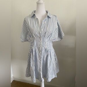 Striped Blue and White Shirt Dress